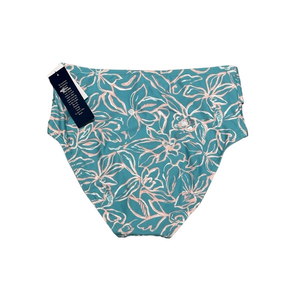 Aqua Couture Medium Swim Bikini Bottom Hipster Flowers Tropical Teal Swimwear - Picture 4 of 8